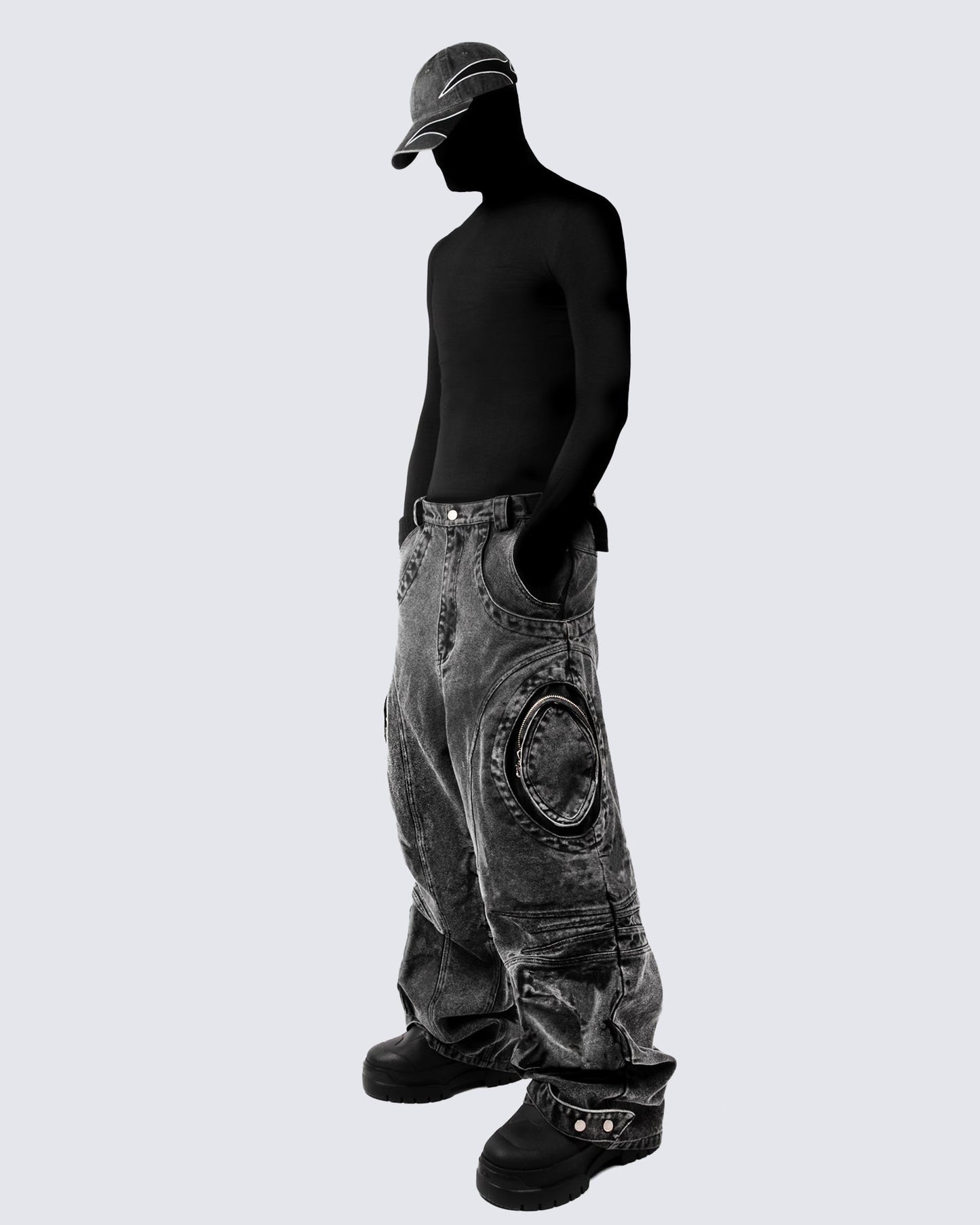 Bold Retro-Washed Black Denim Pants
