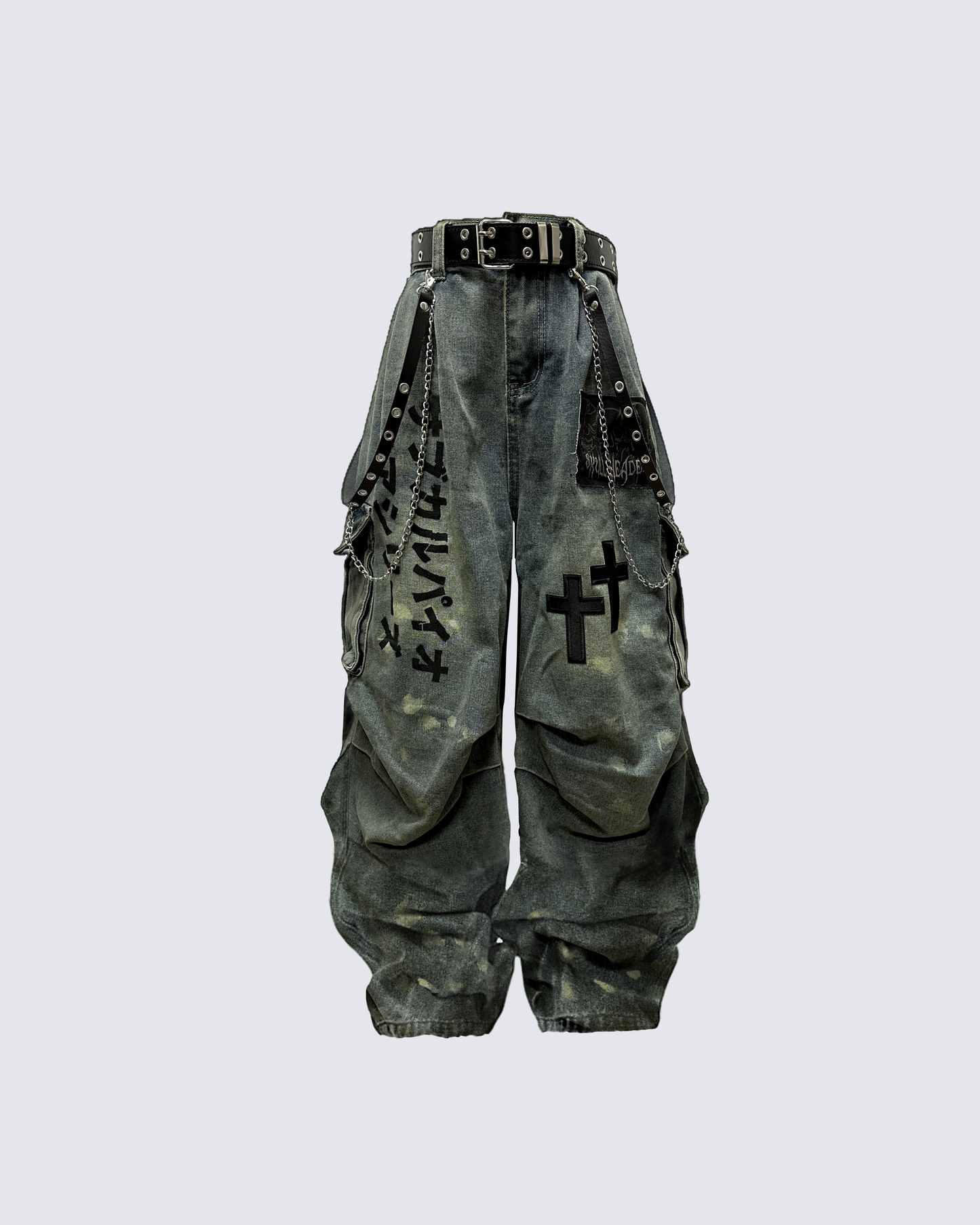 Dark Graffiti Patchwork Cargo Jean
