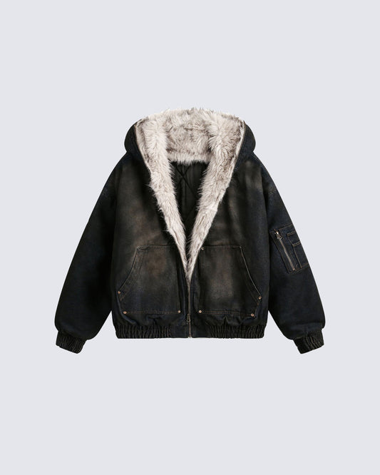 Vintage Distressed Hooded Jacket